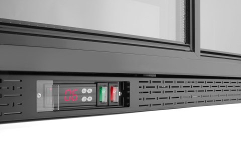 Lodówka barowa z podwójnymi drzwiami suwanymi, Arktic, 158L, czarna, 900x520x(H)870mm