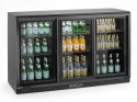 Lodówka barowa z potrójnymi drzwiami suwanymi, Arktic, 308L, czarna, 1350x520x(H)865mm