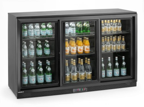 Lodówka barowa z potrójnymi drzwiami suwanymi, Arktic, 308L, czarna, 1350x520x(H)865mm