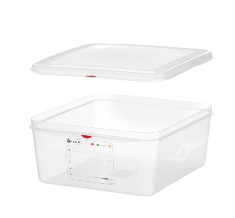 Pojemnik GN 2/3 z polipropylenu, HENDI, GN 2/3, 13,5L, transparentny, 354x325x(H)150mm, Prostokątny Wariant podstawowy