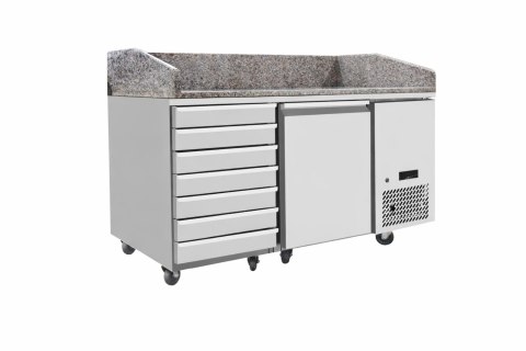 Stół chłodniczy do pizzy 1-drzwiowy z granitowym blatem, Arktic, 125L, granitowy, 220-240V/250W, 1510x800x(H)1000mm