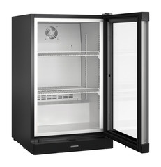 Chłodziarka barowa z chłodzeniem powietrzem obiegowym, drzwi ze szkła izolacyjnego z ramą z aluminium, Czarna, Premium BCv 1103