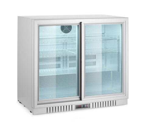 Lodówka barowa z podwójnymi drzwiami suwanymi, Arktic, 150L, srebrna, 900x520x(H)840mm