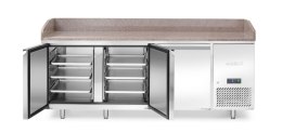 Stół chłodniczy do pizzy, 3-drzwiowy, z granitowym blatem, Arktic, 375L, 230V/400W, 2010x800x(H)875mm