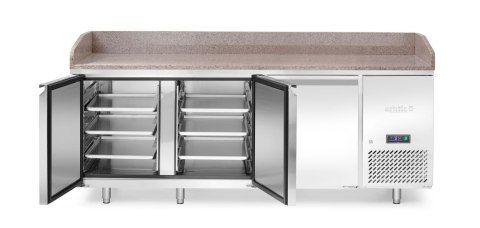 Stół chłodniczy do pizzy, 3-drzwiowy, z granitowym blatem, Arktic, 375L, 230V/400W, 2010x800x(H)875mm