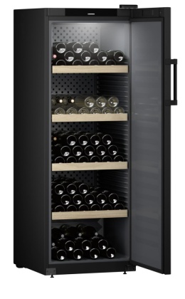 Szafka do przechowywania wina, Drzwi z pełnym panelem, Czarna, GrandCru WSbl 5001
