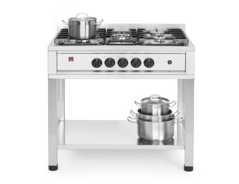 Kuchenka gazowa - 5-palnikowa na podstawie otwartej 900x640x(H)910mm