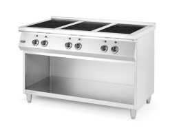 Kuchenka indukcyjna z 6 polami grzewczymi, 400V/25500W, 1200x700x(H)890mm