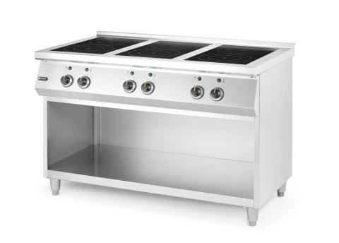 Kuchenka indukcyjna z 6 polami grzewczymi, 400V/25500W, 1200x700x(H)890mm