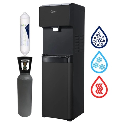 Midea JS1844S SODA PLUS BLACK Wolnostojący dystrybutor wody gazowanej z akcesoriami