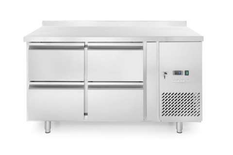 Stół chłodniczy z 4 szufladami i agregatem bocznym, Arktic, Profi Line, Z tylnym rantem, 90L, srebrny, 230V/250W, 1360x700x(H)84