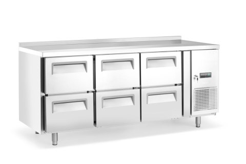 Lada chłodnicza, 6 szuflad, Arktic, Z tylnym rantem, 135L, srebrny, 230V/400W, 1795x700x(H)840mm