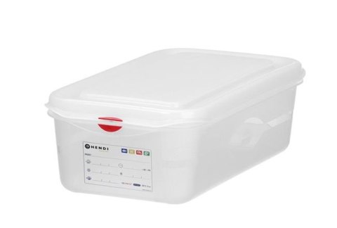 Pojemnik GN 1/3 z polipropylenu, HENDI, GN 1/3, 4L, transparentny, 325x176x(H)100mm, Prostokątny Wariant podstawowy