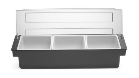 Pojemnik barmański na dodatki do drinków - 3 wkłady 480x150x(H)100mm