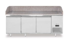 Stół chłodniczy do pizzy, 3-drzwiowy, z granitowym blatem, Arktic, 375L, 230V/400W, 2010x800x(H)875mm