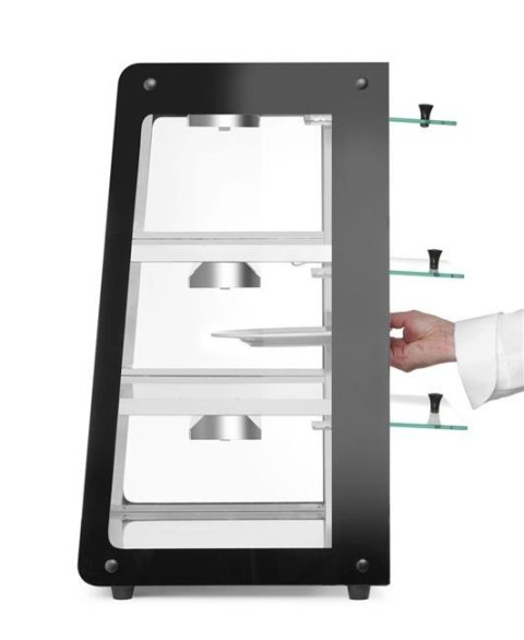 Witryna grzewcza nastawna, czarny, 220-240V/500W, 472x447x(H)775mm