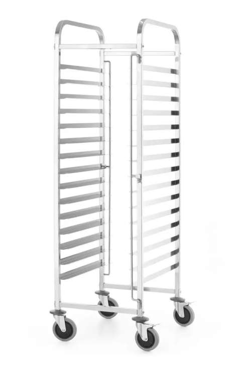 Wózek do transportu blach, 15 prowadnic na tace 600x400