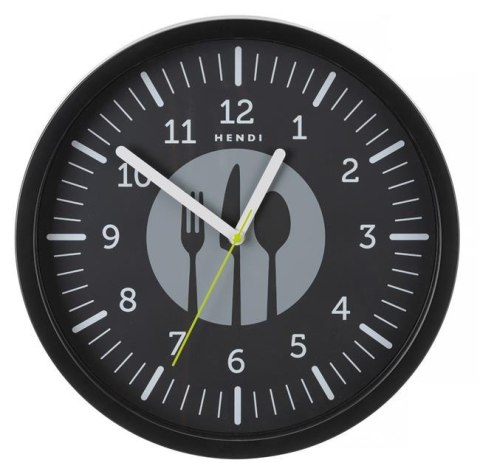 Zegar ścienny, HENDI, czarny, ⌀356x(H)45mm