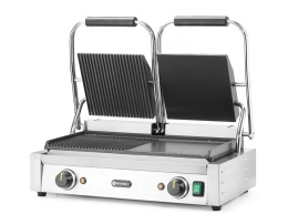 Grill kontaktowy podwójny, 1/2 gładka, 1/2 ryflowana 570x375x(H)216mm