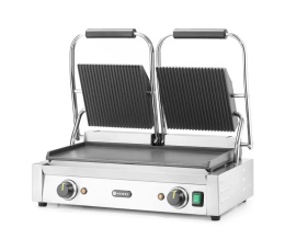 Grill kontaktowy podwójny góra ryflowana, dół gładki 570x375x(H)216mm
