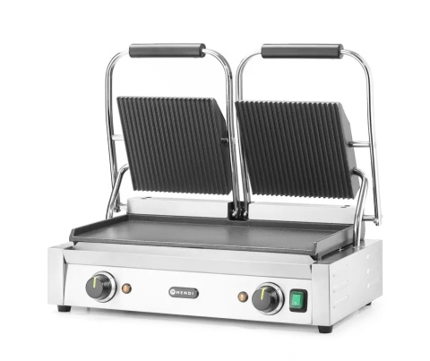Grill kontaktowy podwójny góra ryflowana, dół gładki 570x375x(H)216mm