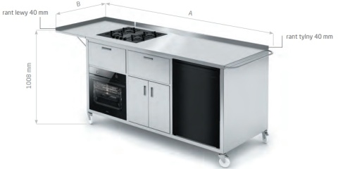 Mobilna kuchnia - płyta gazowa, lodówka, piekarnik, szuflady, szafka