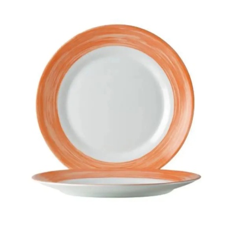 Talerz deserowy Brush pomarańczowy [kpl.] 6szt ⌀195x(H)22mm
